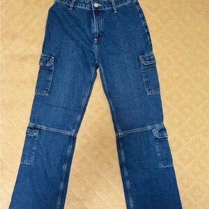 Zara Blue Flare Wide Leg Jeans